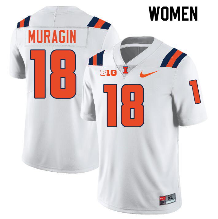 Women #18 Mason Muragin Illinois Fighting Illini College Football Jerseys Stitched-White